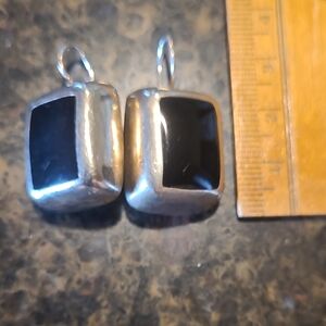 Silpada Black Onyx Rectangle Drop Earrings in Silver